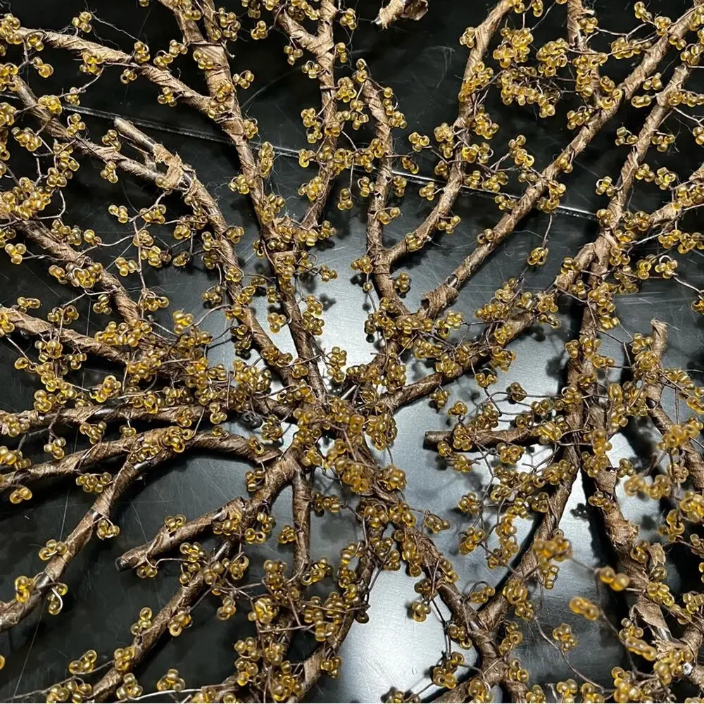 NEW Pottery Barn Amber Bead Wrapped Metal Branch Wreath Centerpiece Bowl 20” HTF